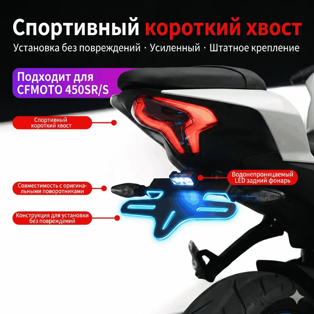 Рамка номерного знака для CFMOTO 450SR 250SR 450NK Укороченная